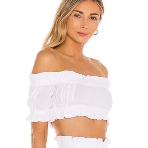 Lovers & Friends Revolve white innika crop off shoulder top M